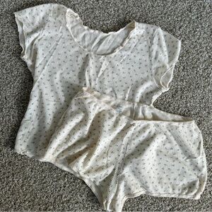 Brandy melville set, cream with little flowers and pointelle details
